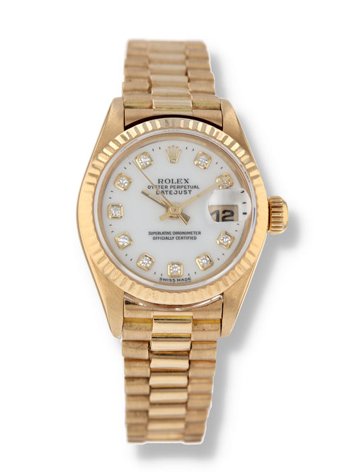 39623: Rolex Ladies President, Custom Diamond Dial, Ref. 69178, Circa 1995