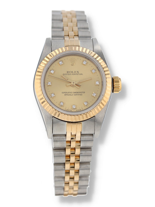 39675: Rolex Ladies Oyster Perpetual, Ref. 67193, Box and Papers Circa 1990