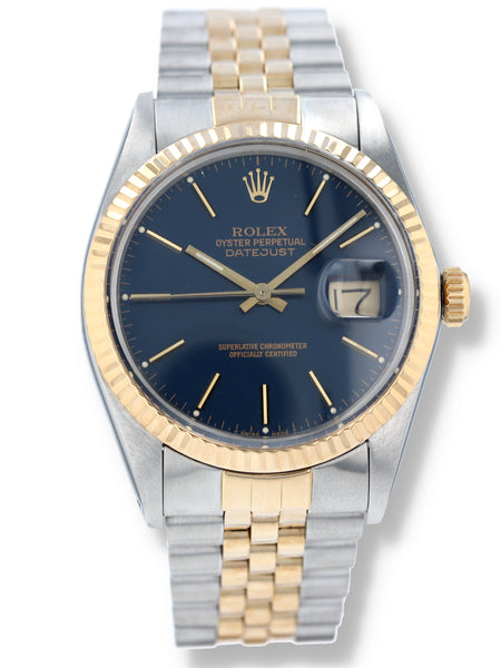 39708: Rolex Datejust 36, Blue Dial, 16013, Circa 1986, Box