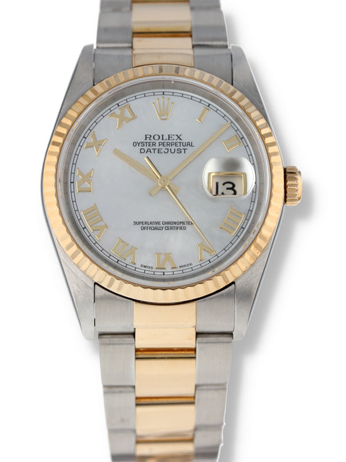 39731: Rolex Datejust 36, Ref. 16233, MOP Roman Dial, Box and Papers 2003