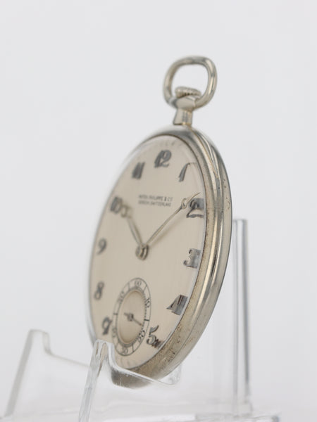 37429 Patek Philippe 18k White Gold Open Face Pocketwatch Paul