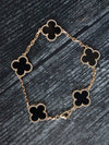 38394: Van Cleef & Arpels Vintage Alhambra 5 Motif Onyx Bracelet