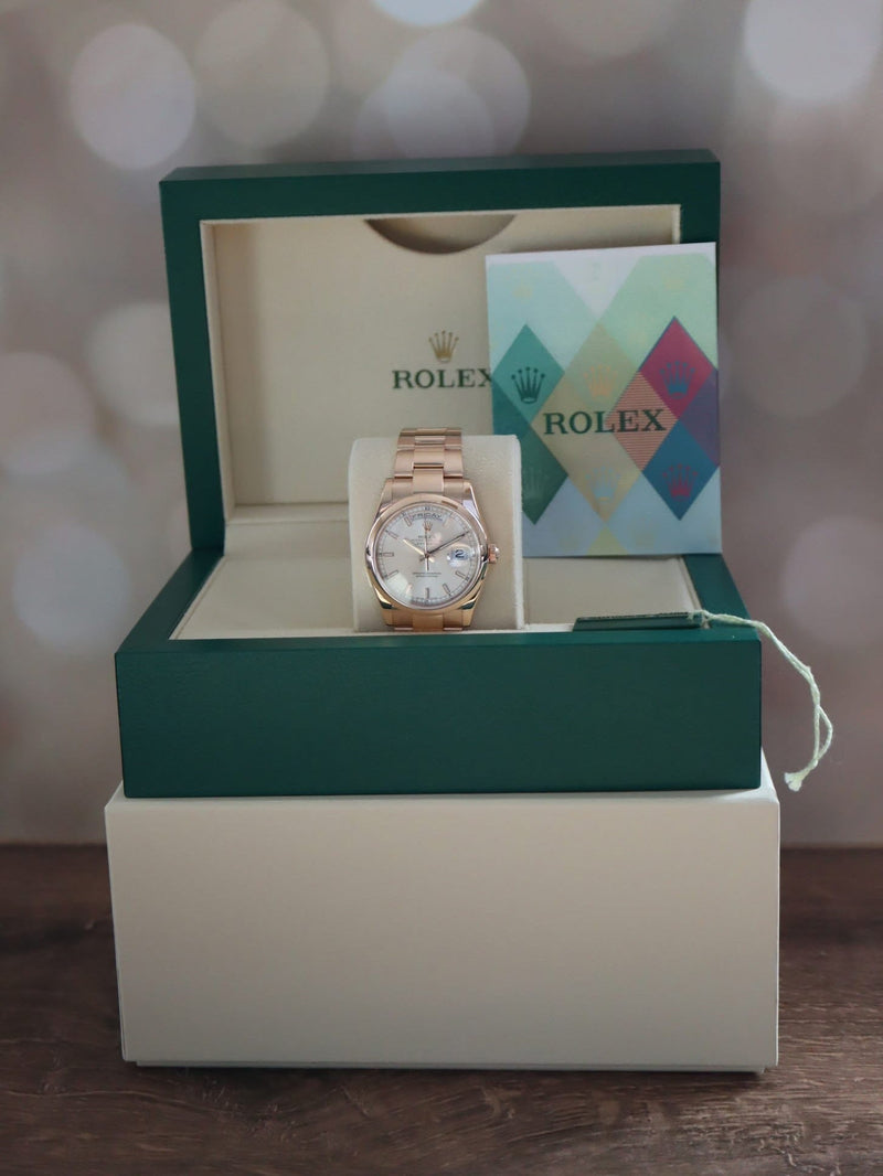 39267: Rolex 18k Rose Gold Day-Date, Ref. 118205, Box and  2009 Papers