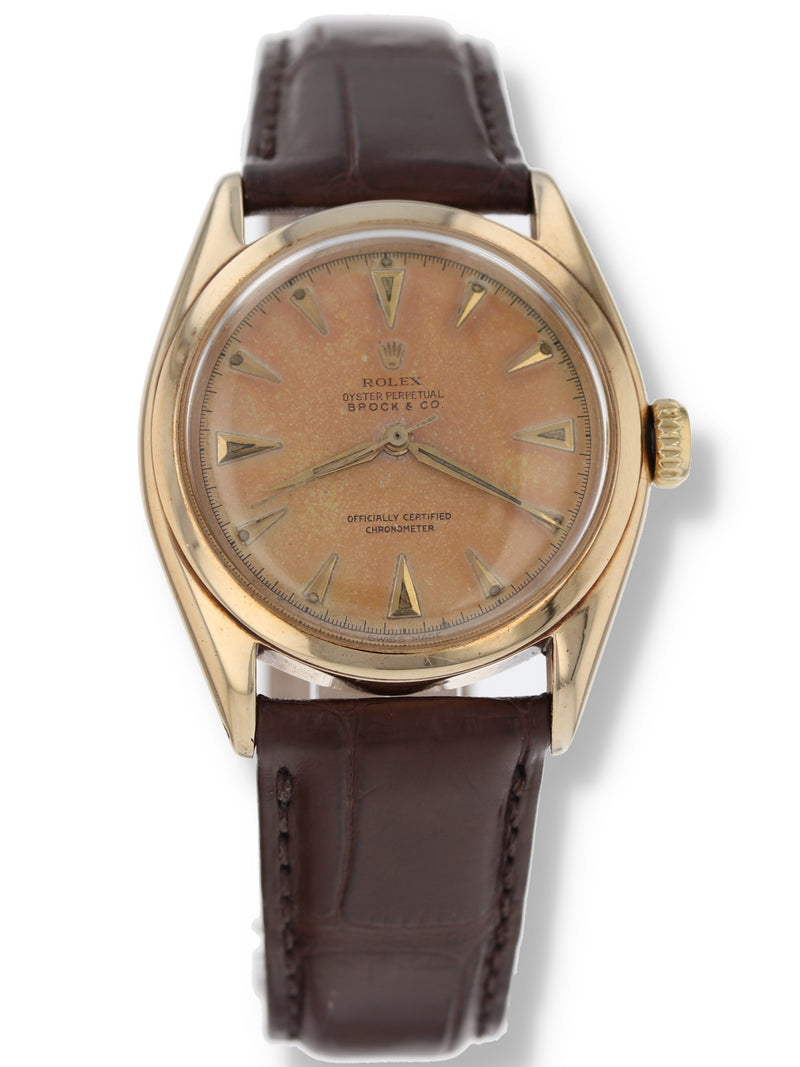 38799: Rolex Vintage Oyster Perpetual 14k Yellow Gold "Brock & Co.", Circa 1960's, Rare