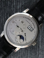(To Exhibition) 38840: A. Lange & Sohne Platinum Lange 1 Moonphase, Ref. 109.025, Box and Papers