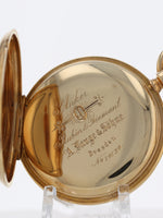 38859: A. Lange & Sohne Dresden Germany 18k Yellow Gold Pocketwatch, Size 50mm