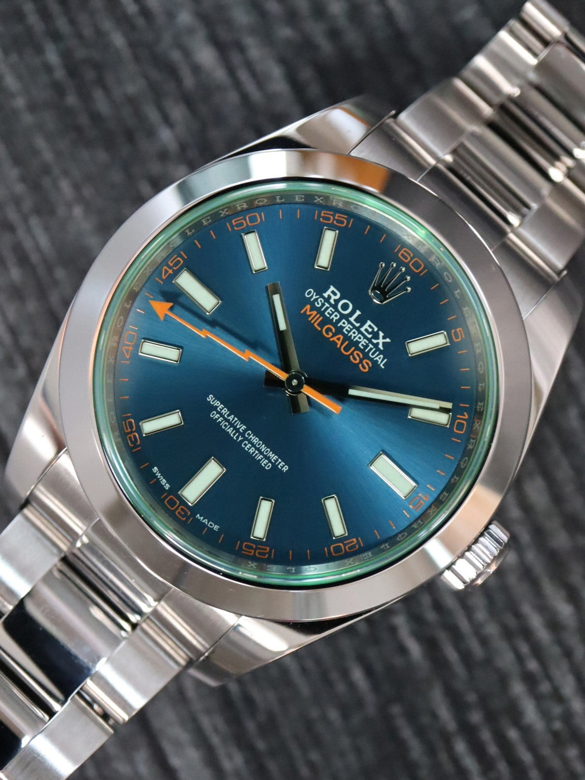 38988: Rolex Milgauss, Ref. 116400GV, Z-Blue Dial, 2022 Full
