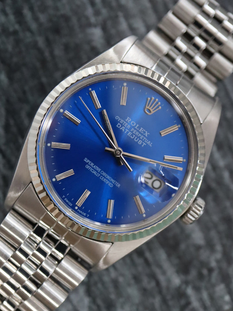 39101: Rolex Vintage Datejust, Ref. 16014, Refinished Blue Dial, Circa 1986