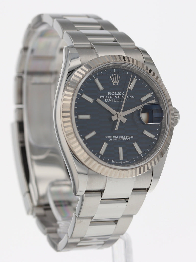 39173: Rolex Datejust 36, Ref. 126234, Blue Motif Dial, Box and 2021 Card