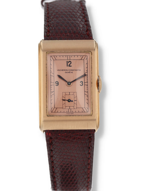 39249: Vacheron Constantin 18k Rose Gold Rare Art Deco Vintage Wristwatch, Circa 1940's