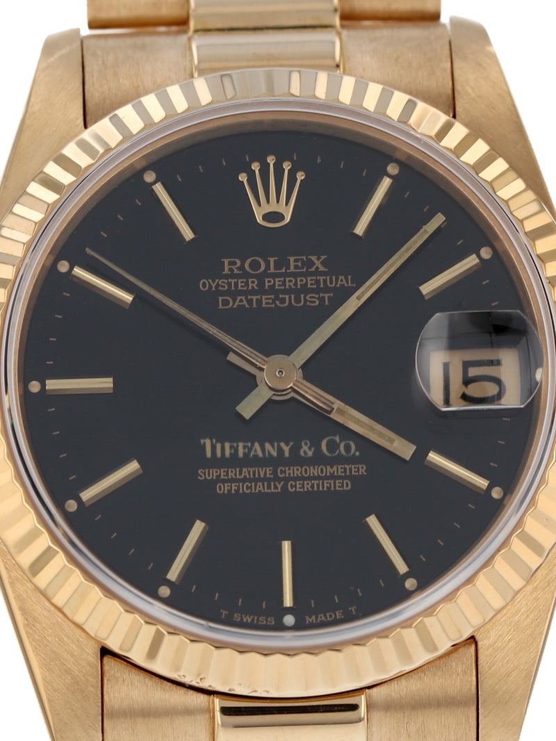 39257: Rolex Mid-Size President 31mm, :"Tiffany & Co." Dial, Ref. 68278, Circa 1986