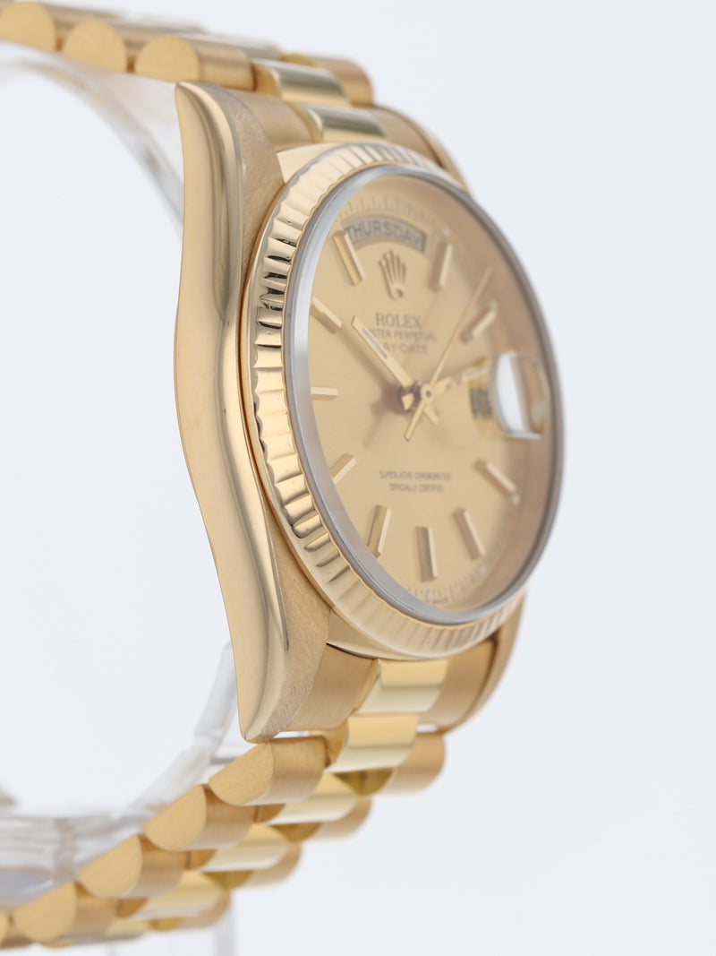 39305: Rolex 18k Yellow Gold President, Ref. 18238, Box and Papers 1989