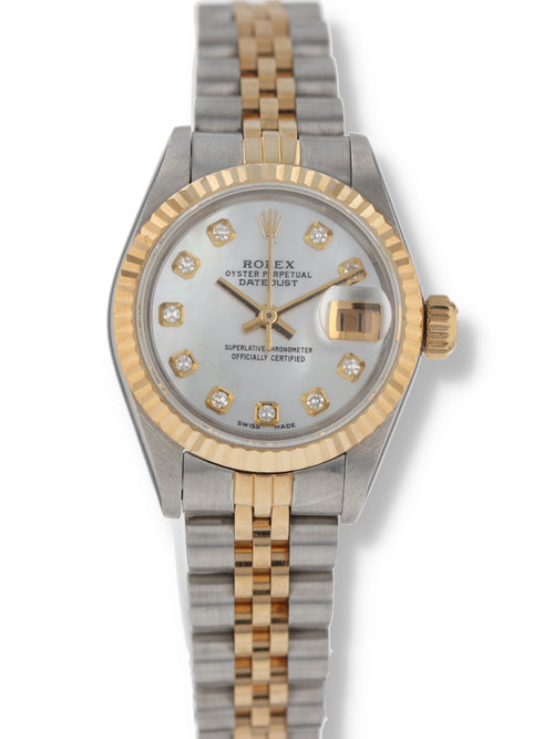 39386: Rolex Ladies Datejust, Ref. 69173, Custom Mother of Pearl Diamond Dial