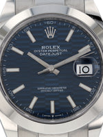 39504: Rolex Datejust 41, Ref. 126300 Blue "Motif" Dial, 2023 Full Set