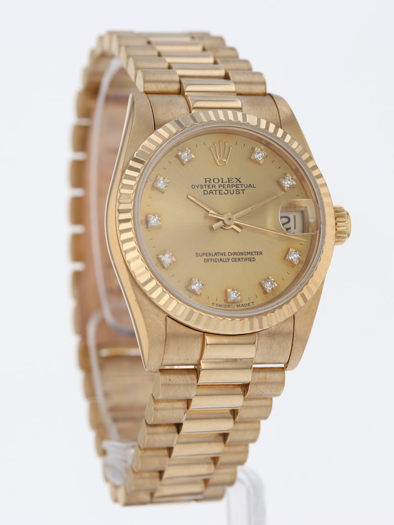 39602: Rolex 18k Yellow Gold Mid-Size President, Ref. 68278, Circa 1991