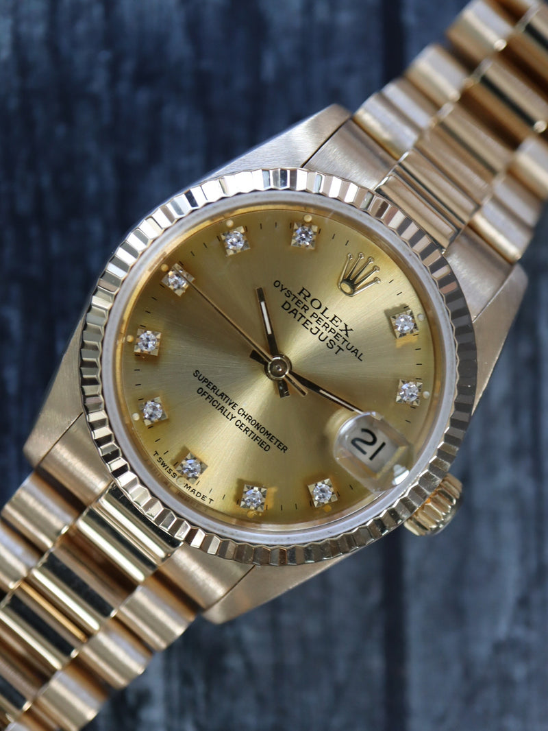39602: Rolex 18k Yellow Gold Mid-Size President, Ref. 68278, Circa 1991