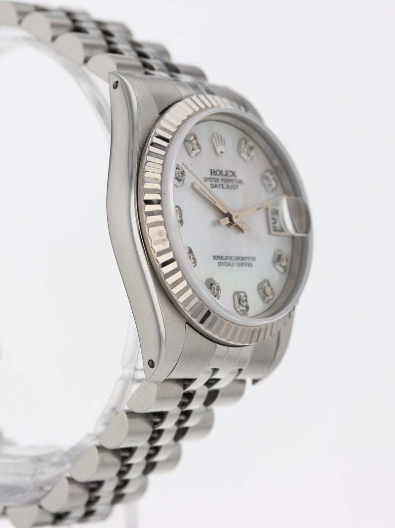 39603: Rolex Mid-Size Datejust 31, Ref. 68274, Circa 1989, Custom MOP Diamond Dial