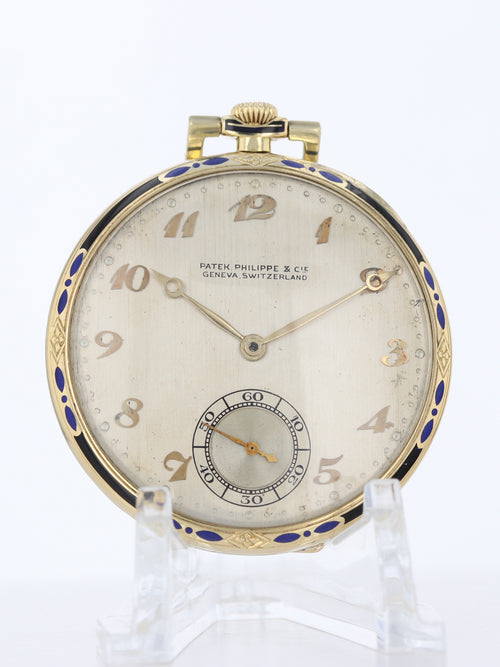 39618: Patek Philippe 18k Yellow Gold and Enamel Pocketwatch, Size 43mm