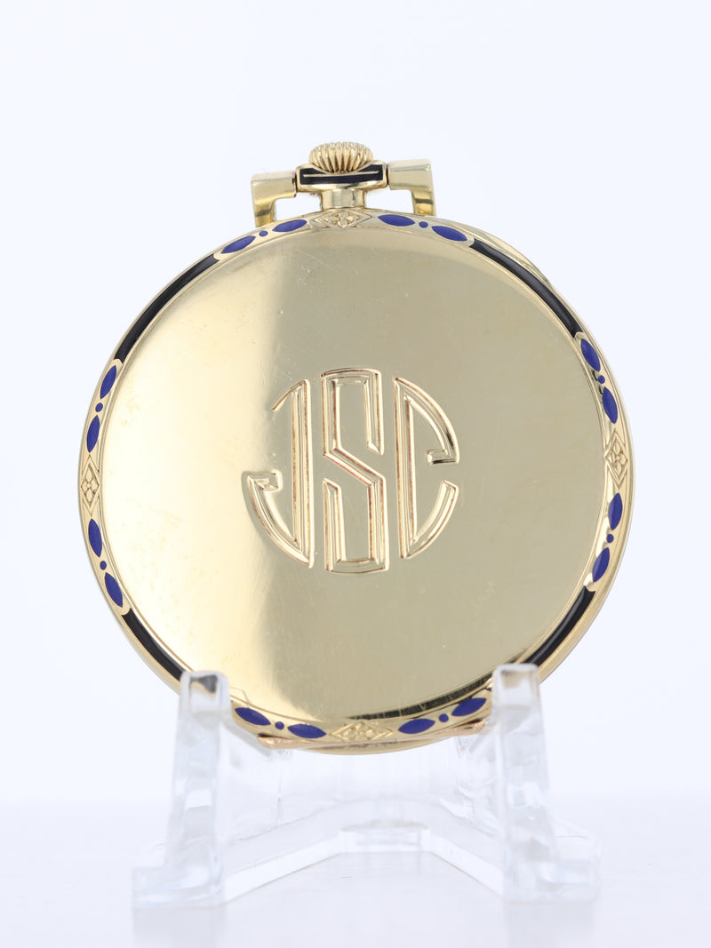 39618: Patek Philippe 18k Yellow Gold and Enamel Pocketwatch, Size 43mm