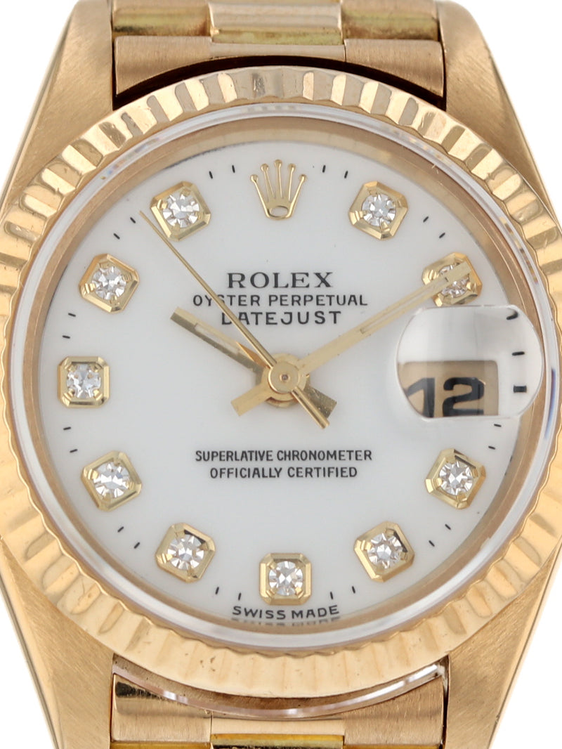 39623: Rolex Ladies President, Custom Diamond Dial, Ref. 69178, Circa 1995