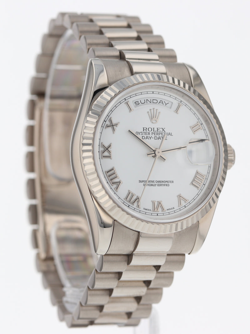 39655: Rolex 18k White Gold Day-Date 36, Ref. 118239, Box and Papers 2006