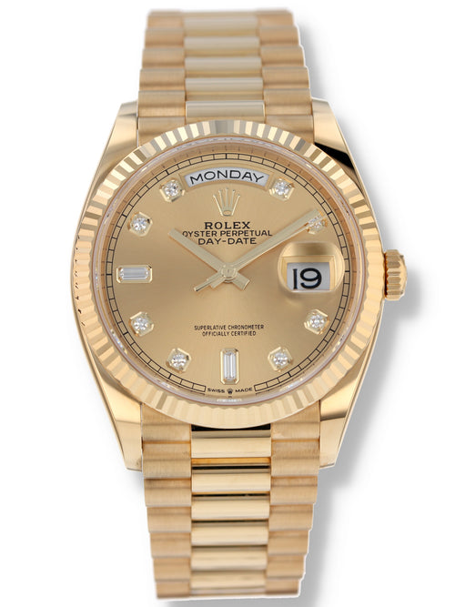 39670: Rolex 18k Yellow Gold Day-Date 36, Ref. 128238, Box and 2022 Card