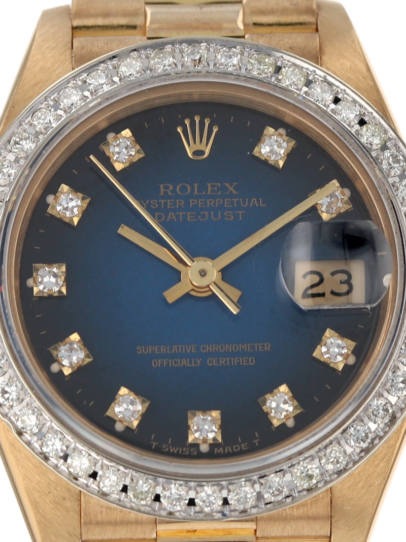 39728: Rolex Ladies President, Ref. 69178, Blue Vignette Dial, Rolex Box