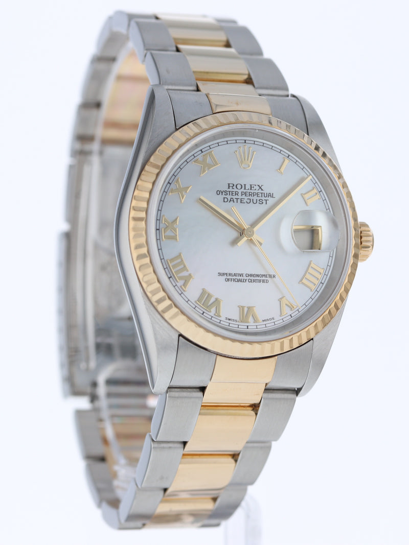 39731: Rolex Datejust 36, Ref. 16233, MOP Roman Dial, Box and Papers 2003