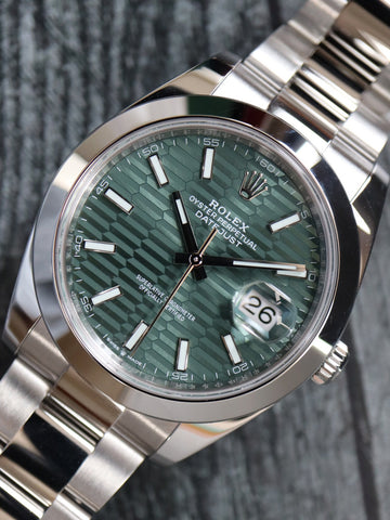 39793: Rolex Datejust 41, Green Motif Dial, Ref. 126300 39793: Rolex Datejust 41, Green Motif Dial, Ref. 126300