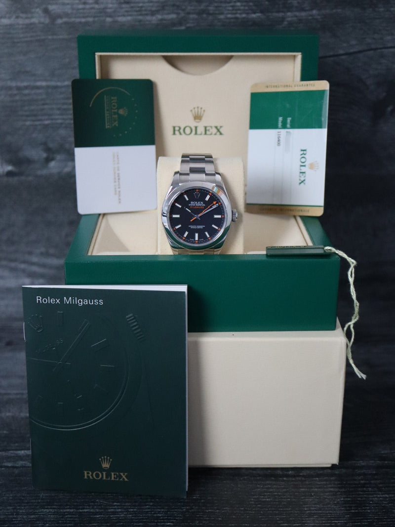 39801: Rolex Milgauss, Ref. 116400, Box and 2018 Card, 2024 Service Card