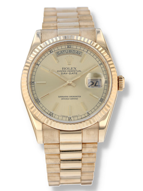 39937: Rolex 18k Yellow Gold Day-Date 36, Ref. 118238, Box + Papers 2001