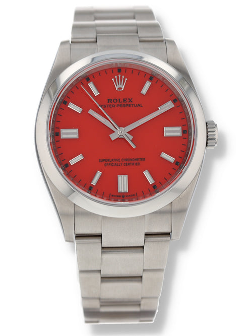 39959: Rolex Oyster Perpetual 36, Coral Red Dial, Box and 2020 Card