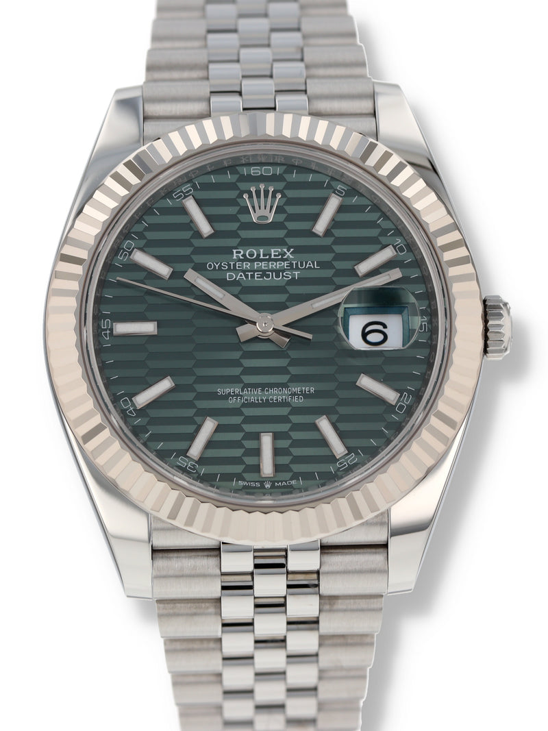 40020: Rolex Datejust 41, Ref. 126334 Green Motif Dial, 2024 Full Set