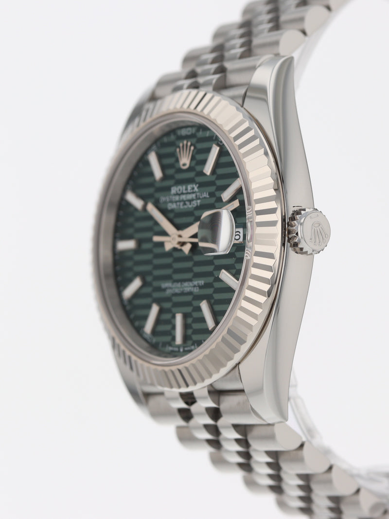 40020: Rolex Datejust 41, Ref. 126334 Green Motif Dial, 2024 Full Set