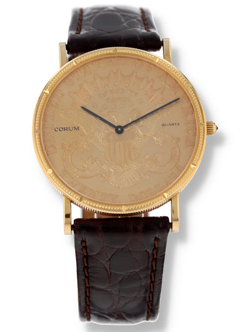 40033: Corum 18k Yellow Gold 22k $20 Liberty Coin Watch, Quartz, Size 36mm