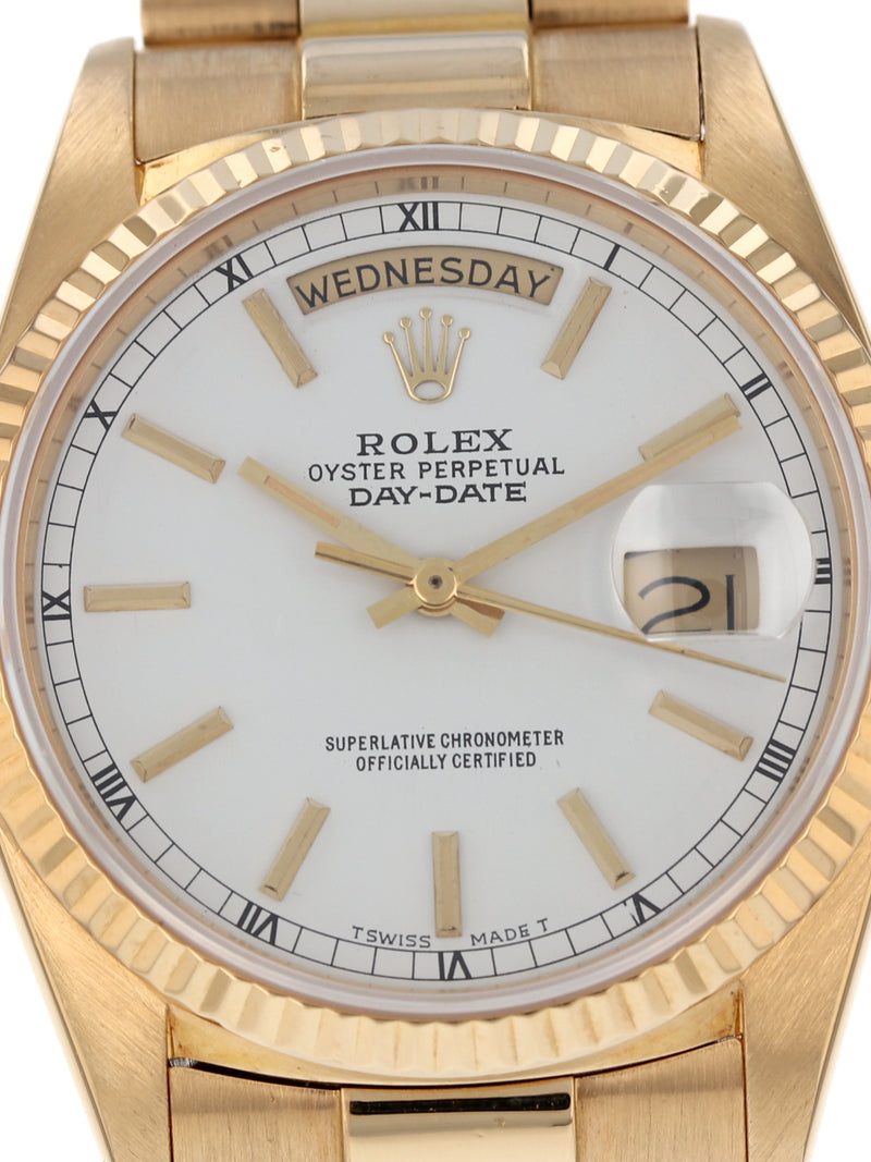 40083: Rolex 18k Yellow Gold President, Ref. 18038, Box and Papers + 2024 Service Card