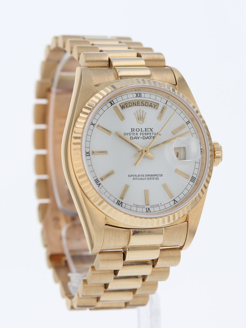 40083: Rolex 18k Yellow Gold President, Ref. 18038, Box and Papers + 2024 Service Card