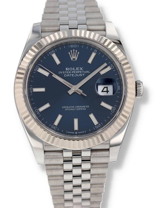 40093: Rolex Datejust 41, Ref. 126334, Blue Dial, 2022 Full Set