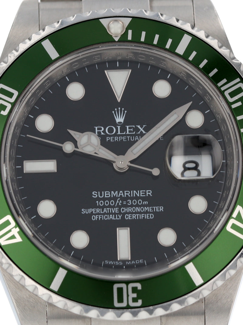 40219: Rolex Submariner "Kermit", Ref. 16610V, Box and 2010 Card, 2020 Rolex Service Card