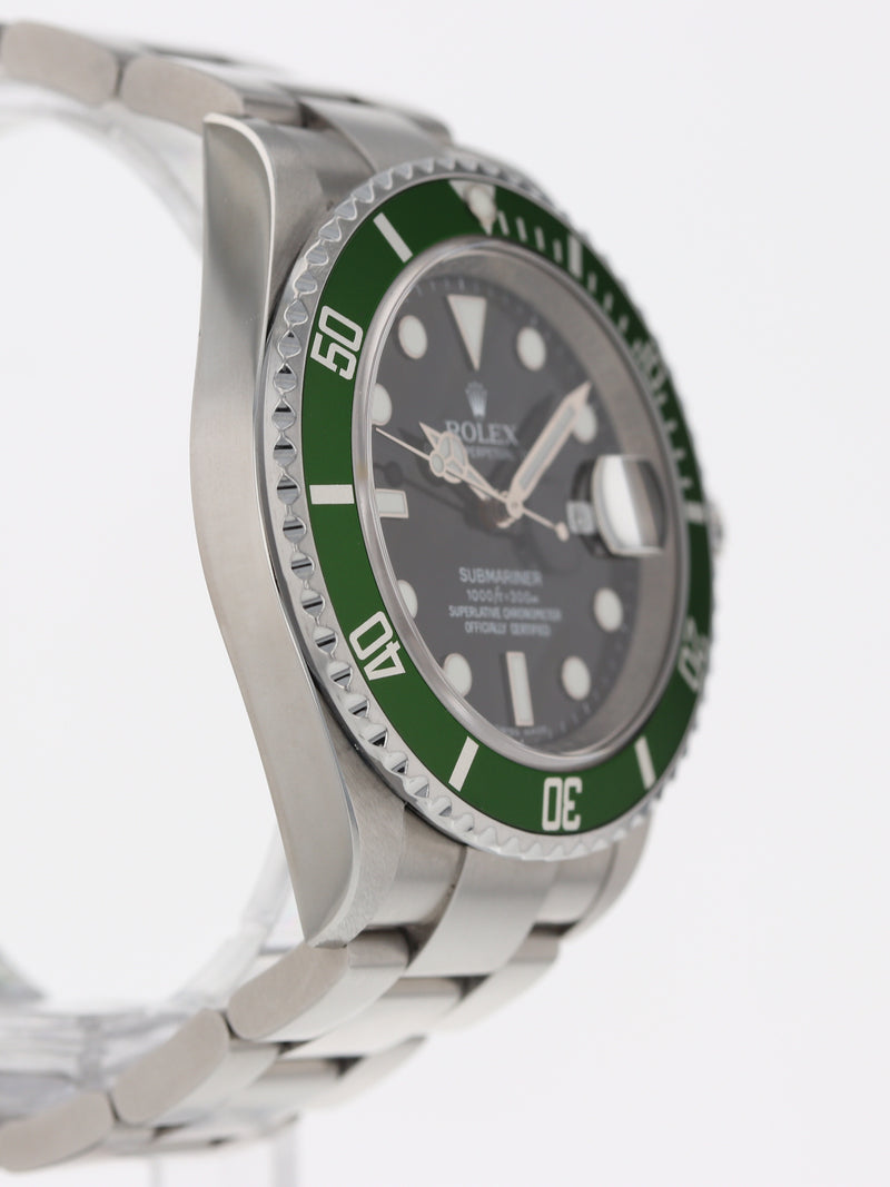 40219: Rolex Submariner "Kermit", Ref. 16610V, Box and 2010 Card, 2020 Rolex Service Card