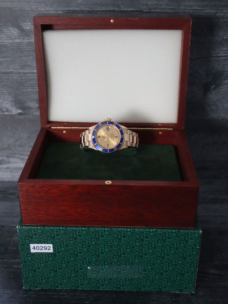 40292: Rolex 18k Yellow Gold "Serti" Submariner, Ref. 16618, Circa 1991. Rolex Box