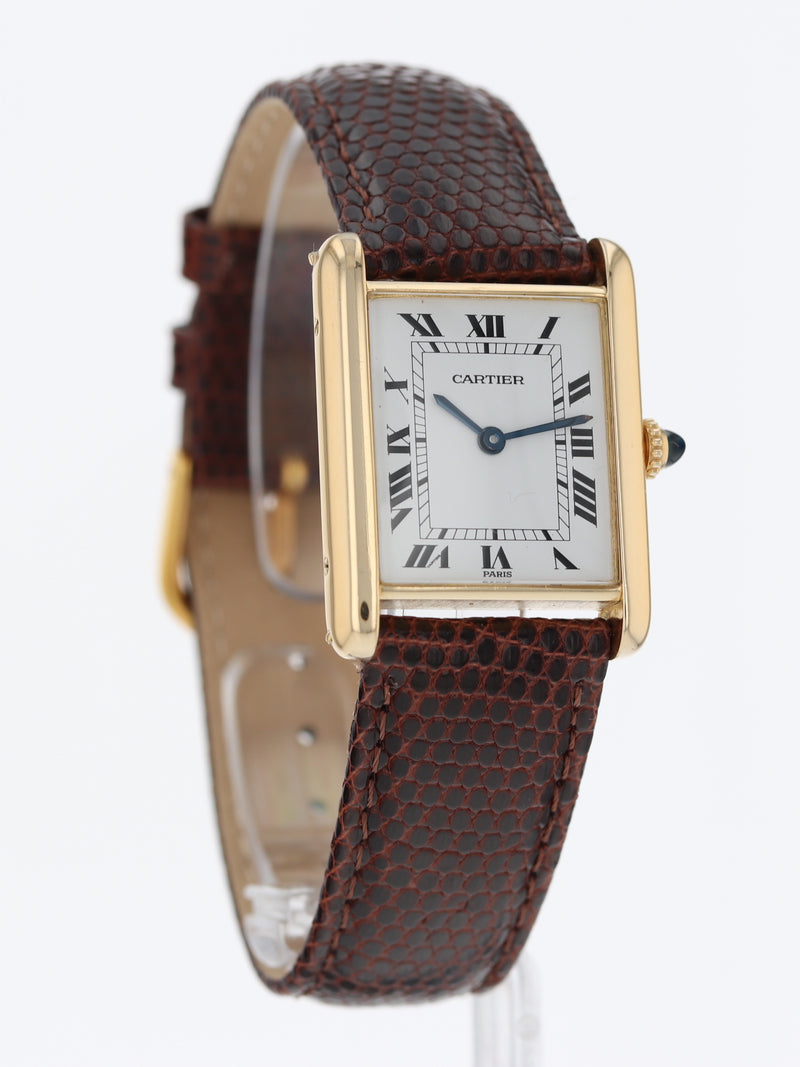 40366: Cartier 18k Vintage Tank, Paris Case, Manual