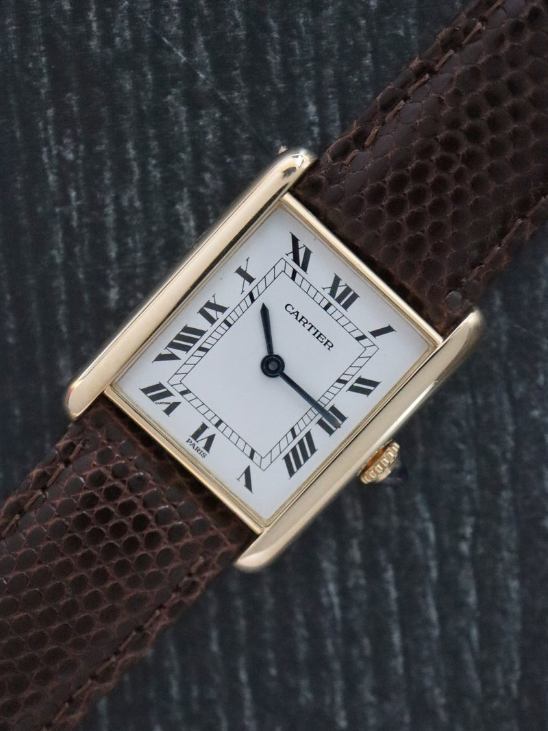 40366: Cartier 18k Vintage Tank, Paris Case, Manual