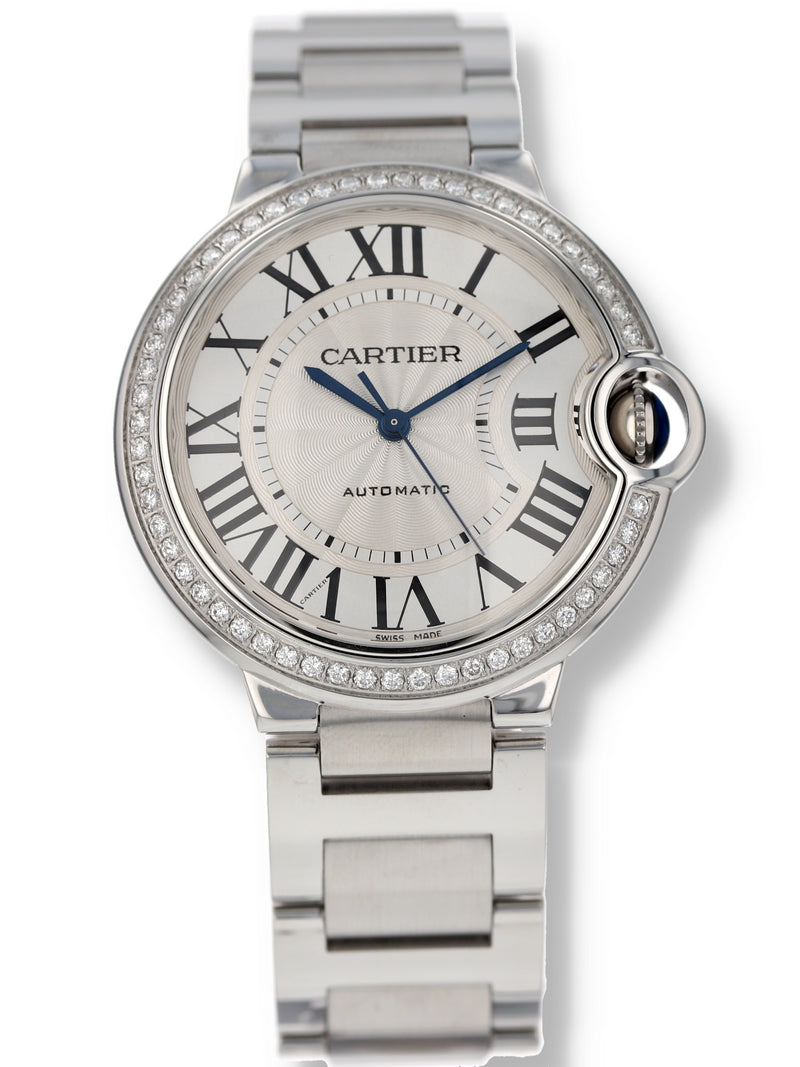 40386: Cartier Ballon Bleu, Ref. W4BB0024, Size 36mm, Custom Diamond Bezel