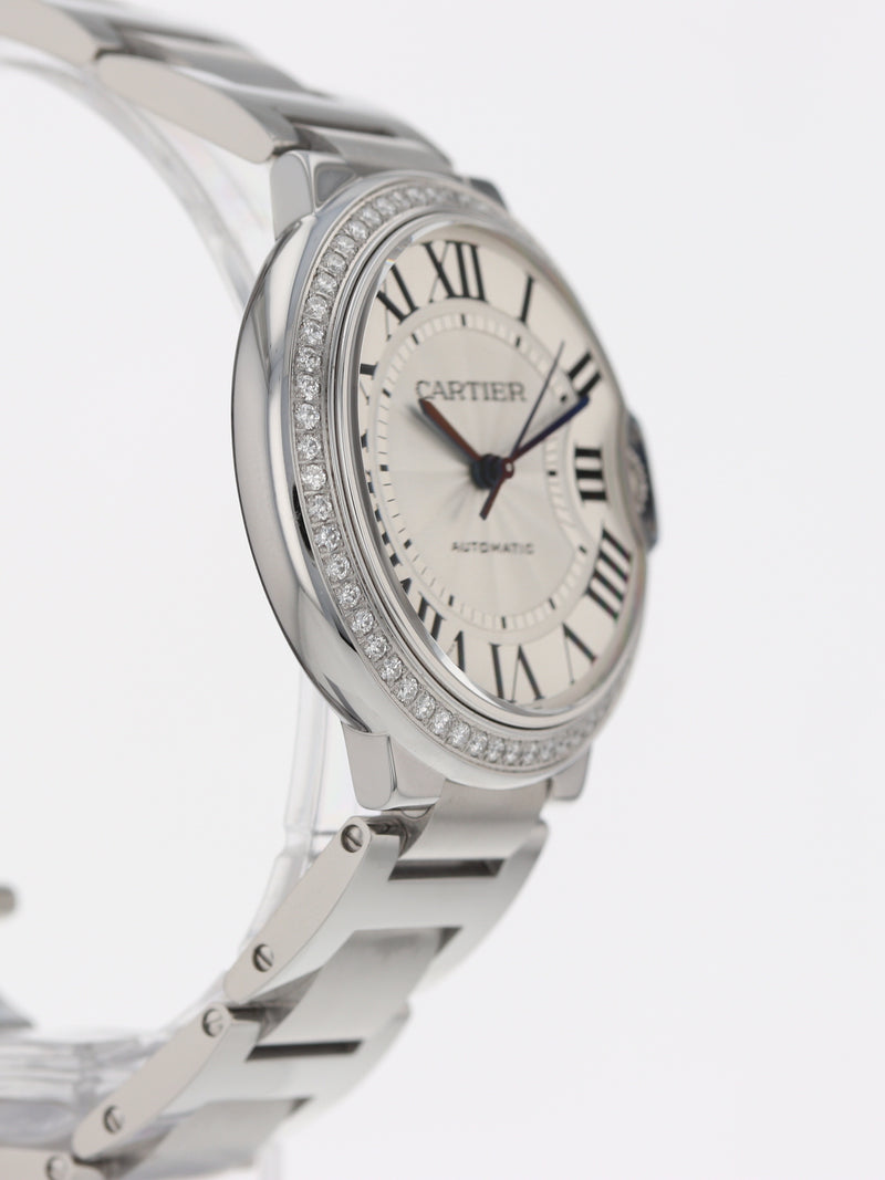 40386: Cartier Ballon Bleu, Ref. W4BB0024, Size 36mm, Custom Diamond Bezel