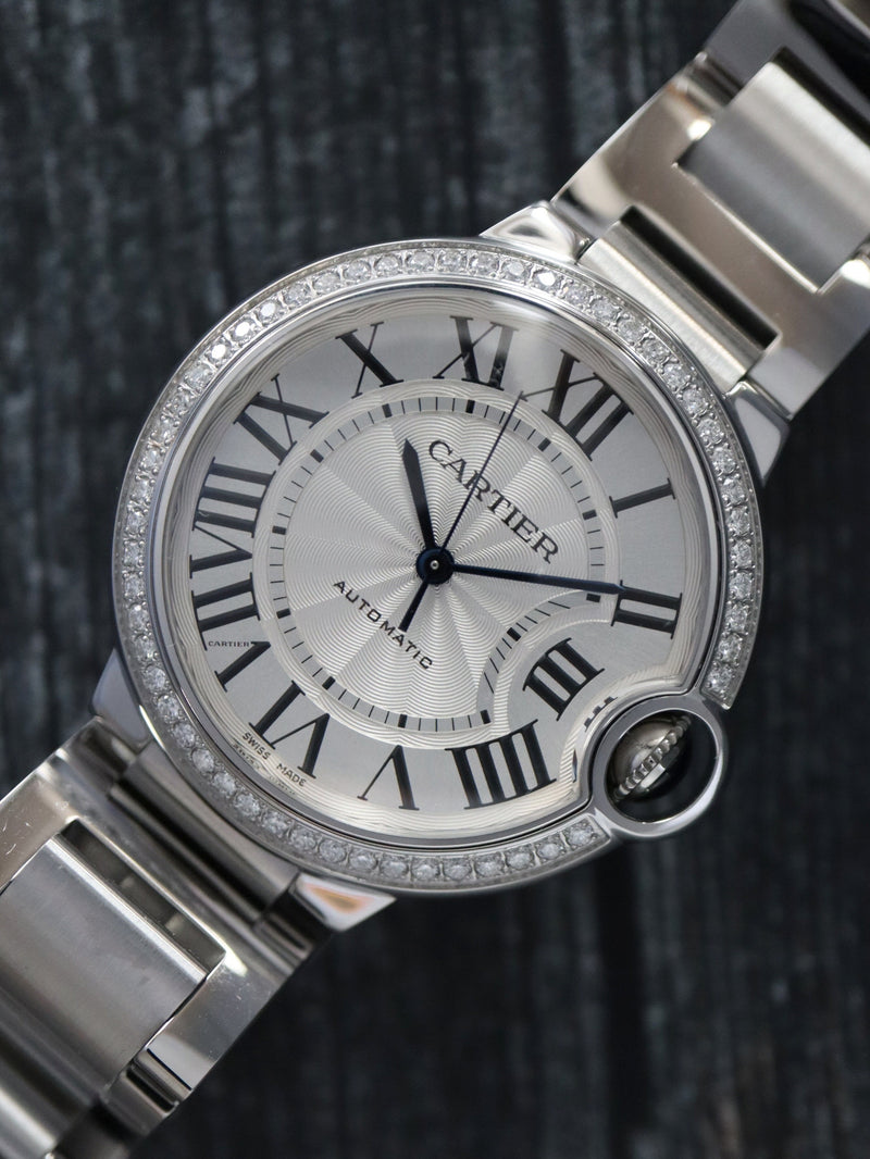 40386: Cartier Ballon Bleu, Ref. W4BB0024, Size 36mm, Custom Diamond Bezel