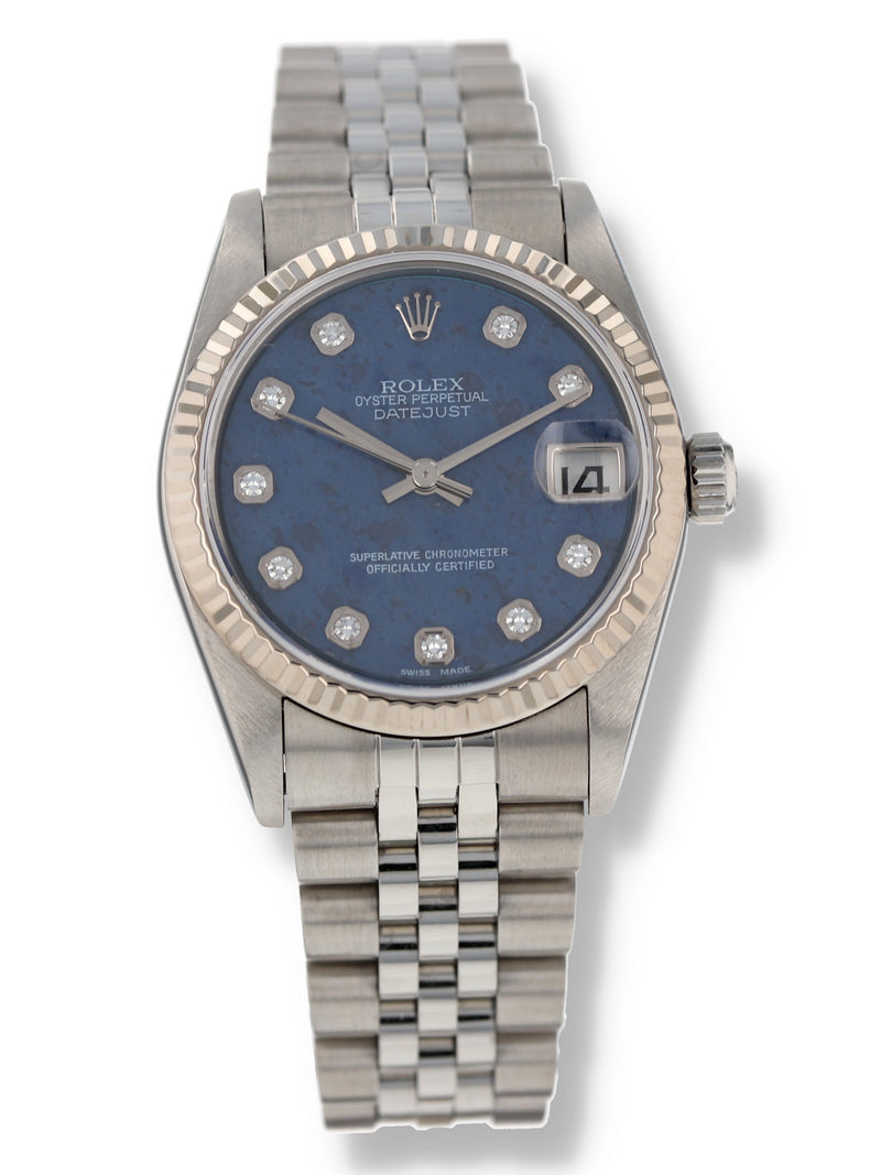 40407: Rolex Ladies Mid-Size Datejust 31, Ref. 78274 Sodalite Diamond Dial, Box and Papers 2004