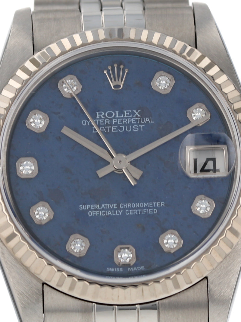 40407: Rolex Ladies Mid-Size Datejust 31, Ref. 78274 Sodalite Diamond Dial, Box and Papers 2004