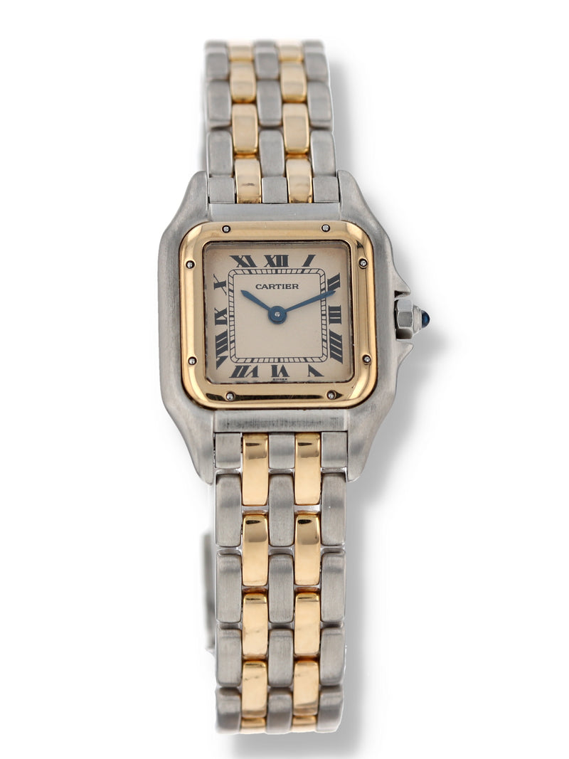 40439: Cartier Stainless Steel and 18k Yellow Gold Ladies Small Panther, Quartz