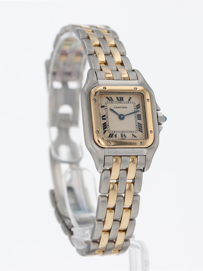 40439: Cartier Stainless Steel and 18k Yellow Gold Ladies Small Panther, Quartz